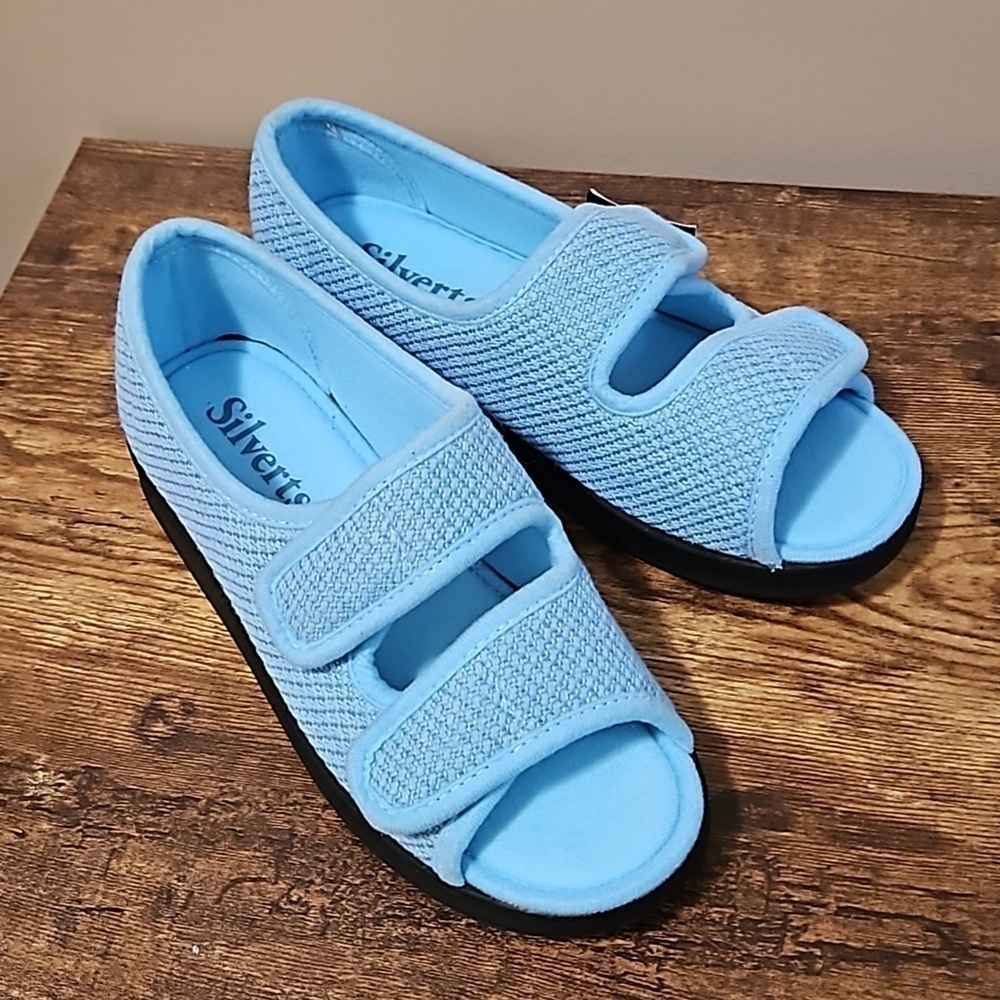 Silverts Blue Easy Closure Indoor Outdoor Sandal Slipper Womens Size 9